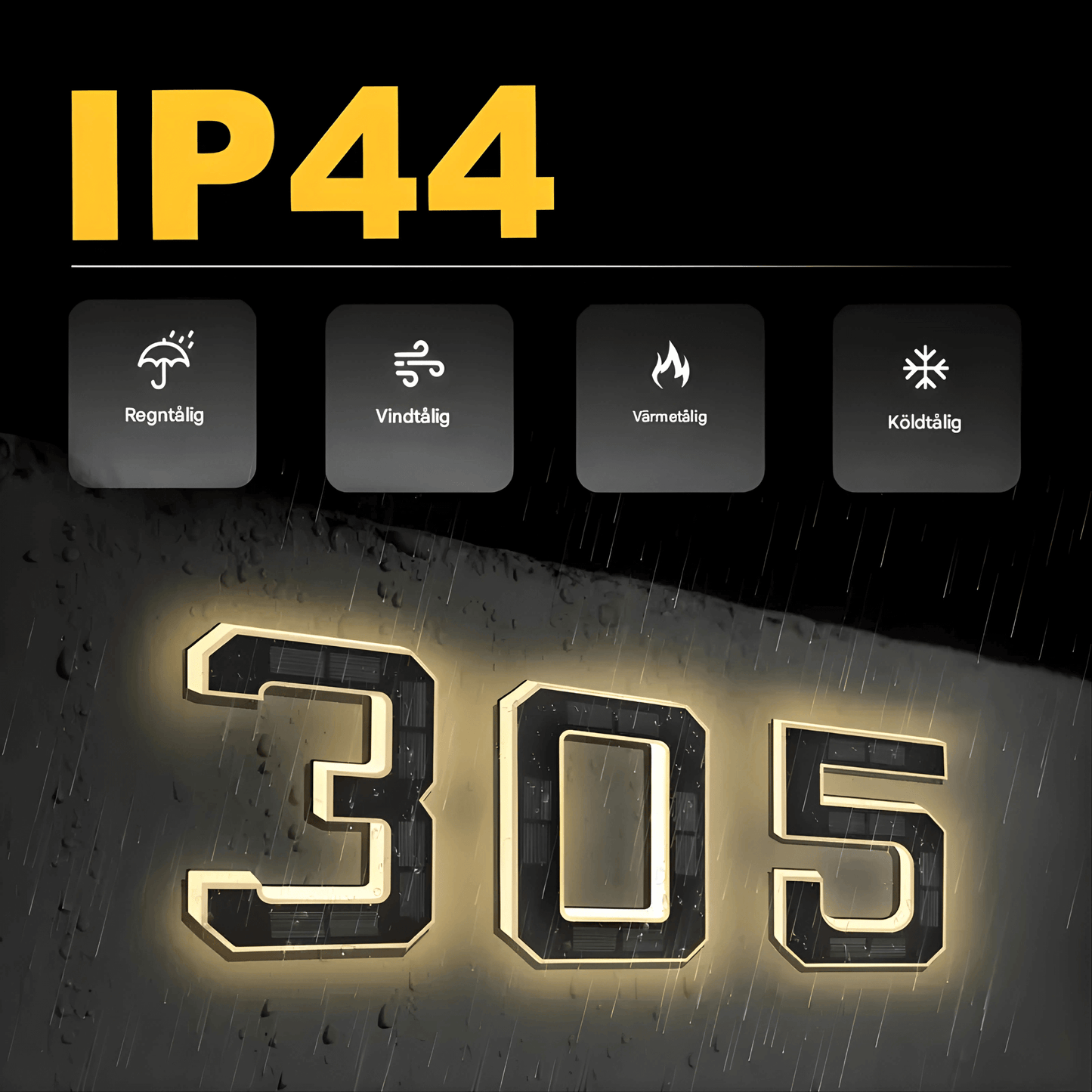 NordLume – Solcellsdriven Husnummerlampa, Sensor & Enkel Montering