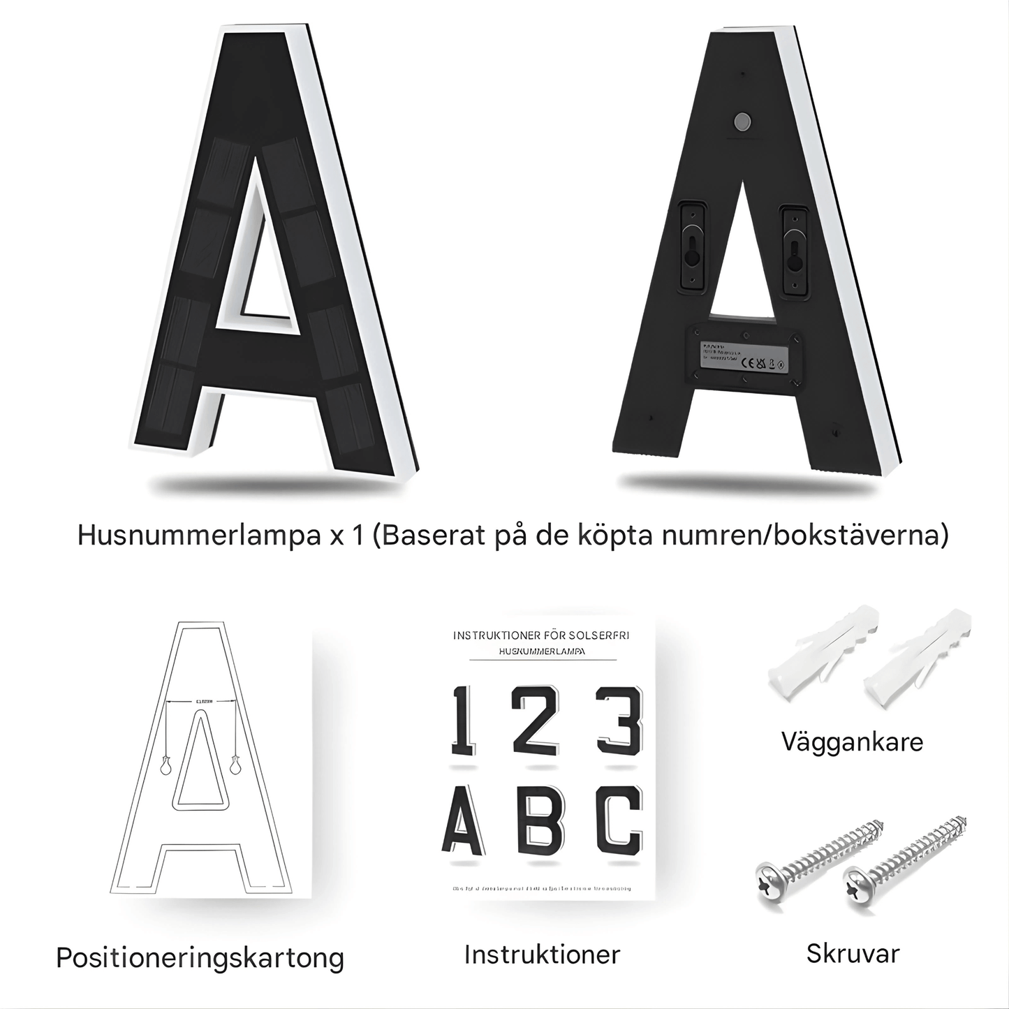 NordLume – Solcellsdriven Husnummerlampa, Sensor & Enkel Montering