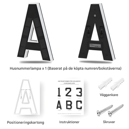 NordLume – Solcellsdriven Husnummerlampa, Sensor & Enkel Montering