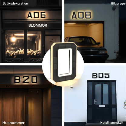NordLume – Solcellsdriven Husnummerlampa, Sensor & Enkel Montering