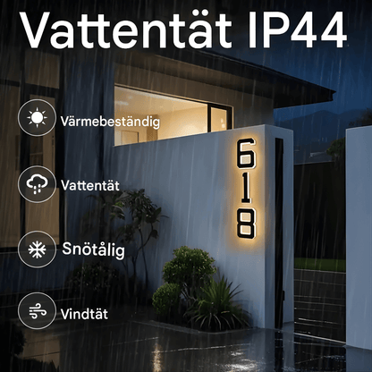 NordLume – Solcellsdriven Husnummerlampa, Sensor & Enkel Montering